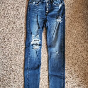 Vervet Blue Distressed Skinny Jeans, Size 27 waist, 26 length